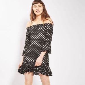 PETITE Spot Frill Bardot Dress
